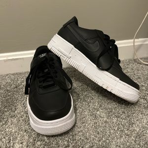 Lightly worn black Nike air force ones, size 7.5 womens